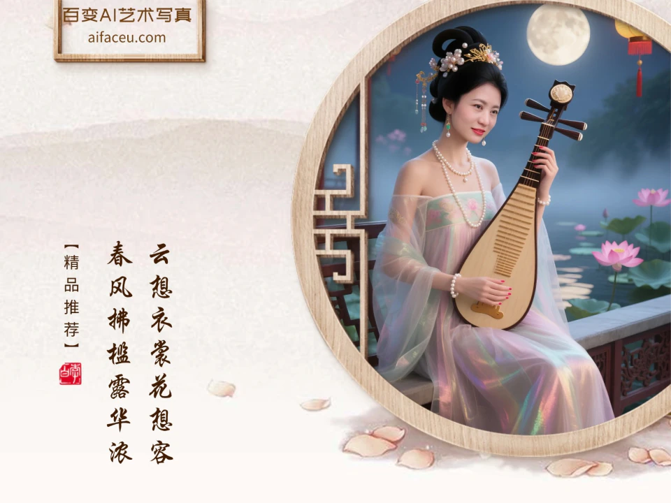 Classical Chinese frame composition for a high-end AI art portrait.