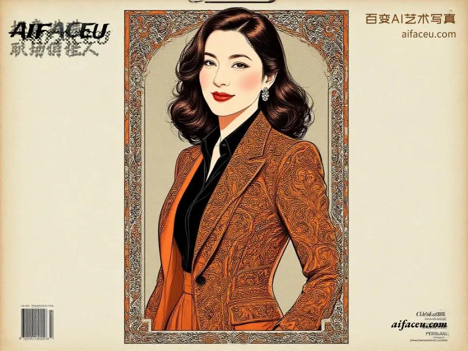 Aifaceu AI artistic portrait, creative sketch background for female professional branding.