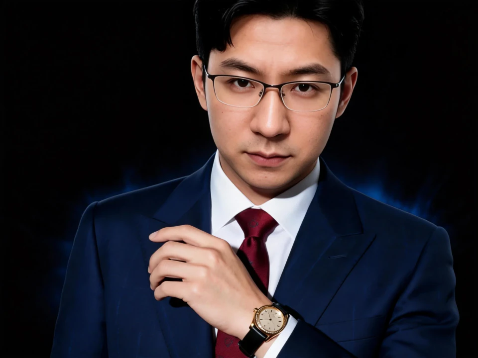 Aifaceu Business Elite, profile view showing premium tailoring of checkered suit.