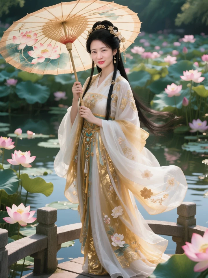 Aifaceu 金缕衣·莲间意 AI古风写真,展示 99% 丝绸质感与荷塘仙踪意境。