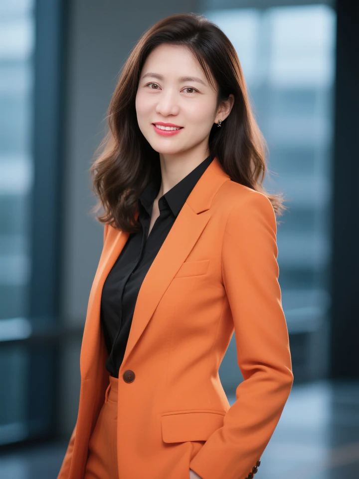 Aifaceu [Professional Orange Suit] AI portrait, showcasing 99% realistic facial features.