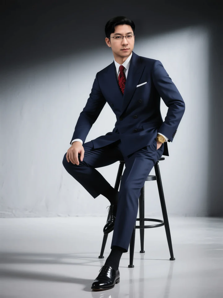 Aifaceu Career image, executive vest sitting pose, showing confident business status.