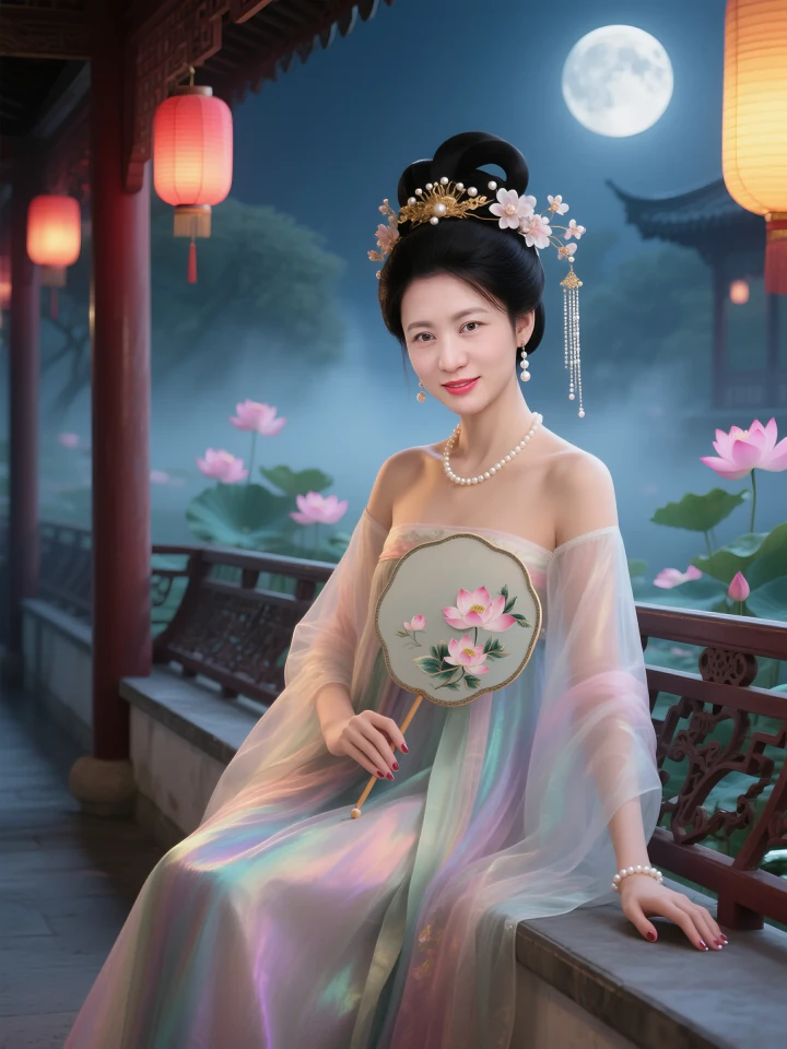 Close-up AI portrait holding a lotus flower, preserving unique expressions.